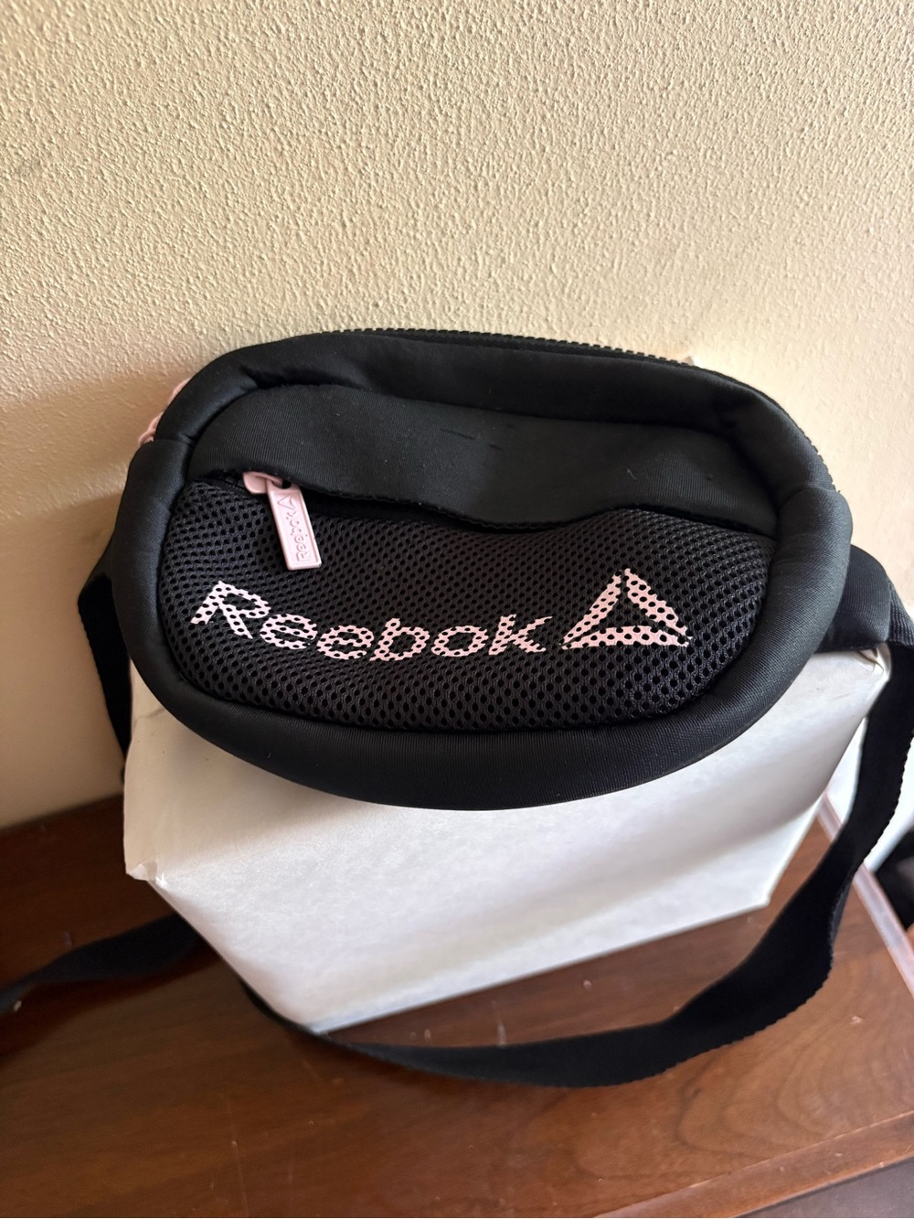 Reebok Black Belt Bag with Pink Logo